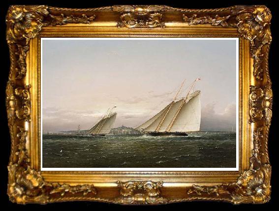 framed  James Edward Buttersworth YachtRace BostonHarbor byButterworth, ta009-2